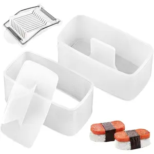 Musubi Mold Kit 2 Pack Musubi Maker Press with Luncheon Meat Slicer and Rice Paddle - Create Authentic Hawaiian Musubi at Home Non-Stick
