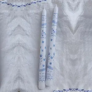 Blue-And- Porcelain Incense Candle Stick, 25cm No-Smoke Print Candles, Romantic Dinner Home Use, Valentine's Day Gift Box
