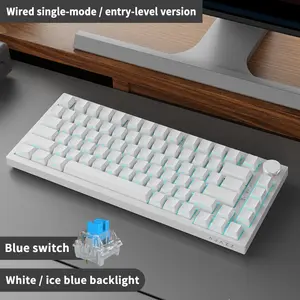 AJAZZ 75% Layout Wired Mechanical Keyboard Hot Swappable Keyboard 82 Key Gaming Multifunctional AK820 Multimedia Wheel Key Backlit Full Key Hot Plug Gasket Structure Ergonomic Office Keyboard Supports Multi System Plug and Play