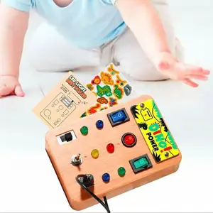 Children Montessori LED Light Busy Board, Simulation Power Board, Dinosaur Sound Effects, Lights, Early Education Toy Gift, Visual Learning Tools