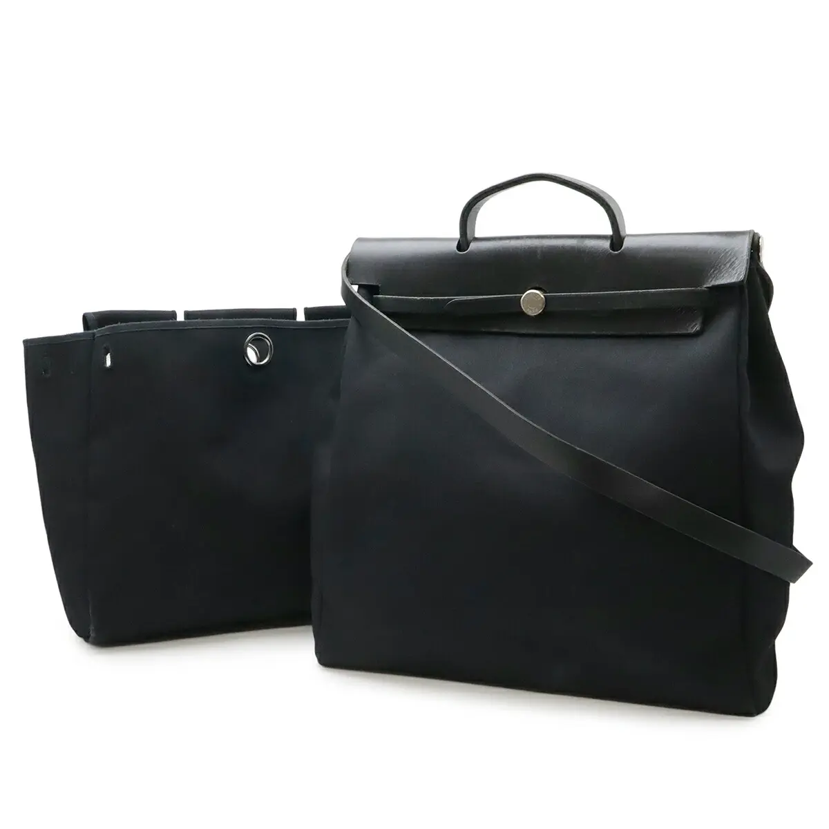 Pre-owned HERMÈS Canvas Shoulder Bags Hermes Herbag MM Leather 2way Bag