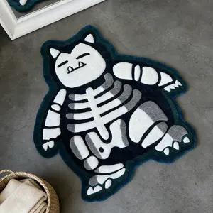 Cartoon Fat Sleep Monster Bone Shaped Area Rug, Cartoon Pattern Rug, High Elastic Velvet Soft Anti-Slip Pet Friendly Carpet for Bedroom Living Room Study