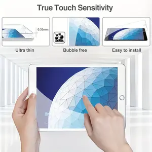 2-piece set suitable for iPad Pro 10.5-inch 2017 iPad Air 3rd generation protective tempered glass screen protector, 9H hardness, smooth surface, scratch resistant, wear-resistant, shatter resistant, fingerprint resistant, and oil resistant,