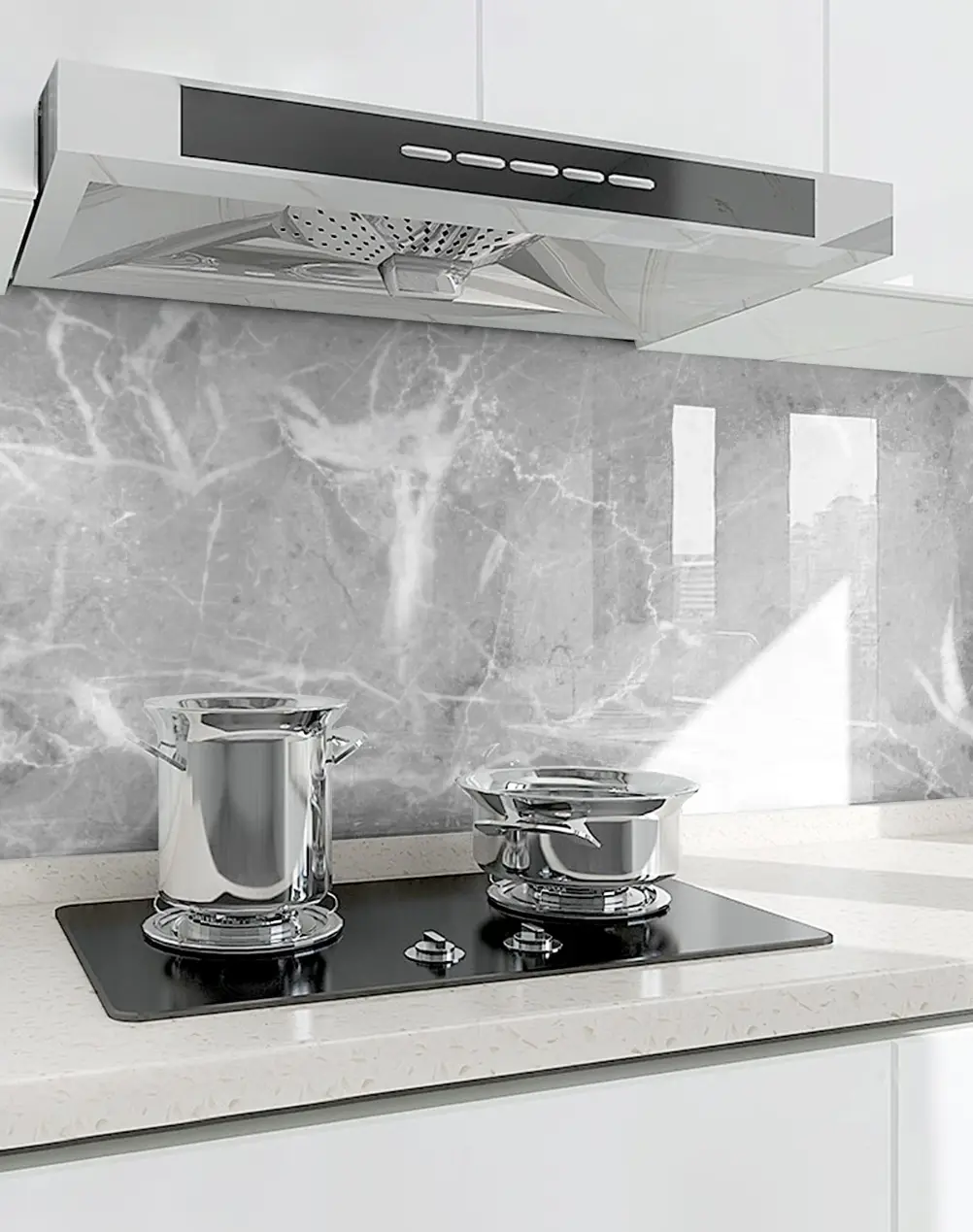 Smooth Marble Look Rectangular Self-Adhesive Pre-Pasted Peel-Stick Wallpaper - Practical, Durable, Waterproof, Moisture-Proof, Oil Resistant, Stain-Resistant, Easy to Apply - Indoor DIY Home Improvement for Kitchen Lining, Furniture Renovation