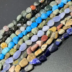 6–8 mm / 15 inches natural stone, multiple colors available, irregular freeform stones, straight-hole small chips, for DIY jewelry accessory making