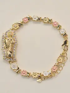 1pc 14k Gold Plated Saint Jude Religious Chain Design Bracelet, Vintage Elegant Unisex Jewelry, Birthday Party Thanksgiving Gift