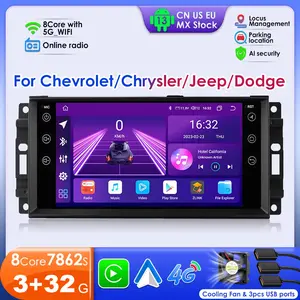 7" Android 13 for Jeep Cherokee Compass Commander Wrangler 300C Caliber Liberty Car Radio Stereo 4G+WIFI AI Voice GPS Navi