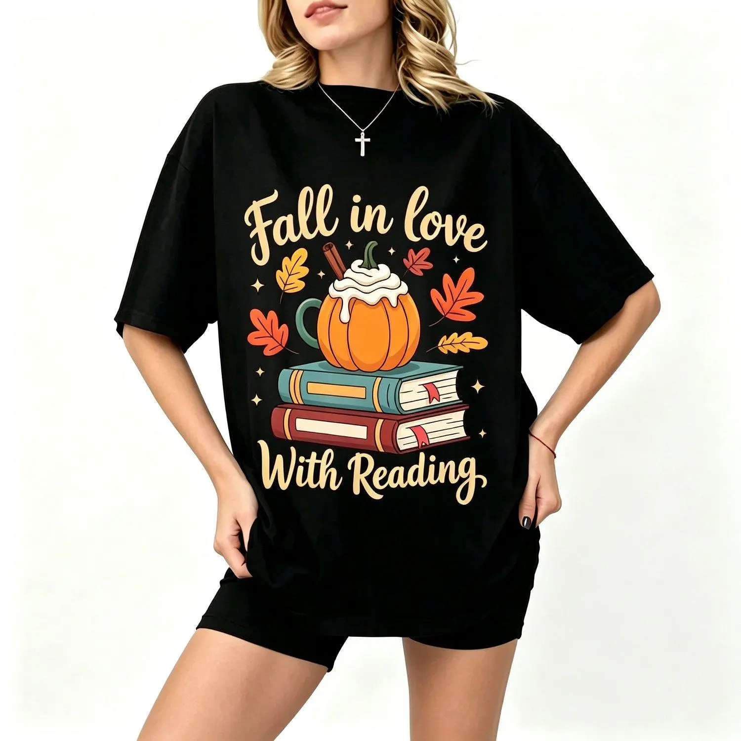 Autumn Reading Librarian Book Lover Graphic T Shirt Literary Tee Casual Vintage Style Novel Enthusiast Apparel