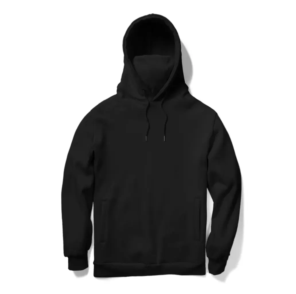 Arkan Street Heavyweight Mask Hoodie Black Classic Fleece Pullover Menswear with Integrated Face Covering & Premium 100% Cotton Materials for Comfort and Durability