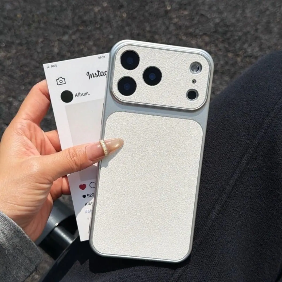 Stylish White Faux Lambskin Phone Case, soft TPU material, unisex design. Shockproof and drop-resistant, compatible with iPhone 17 Pro Max, 17E, 16 Pro Max, 16E, 15 Pro, 14 Plus, 13, 12 and 11 series.iPhone phone case