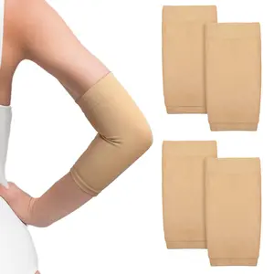 2 Pairs Full Forearm Tattoo Cover Up Compression Sleeves Band Concealer Support UV Arm Sleeves for Women Men (Nude,7.1 x 3.9 Inch)