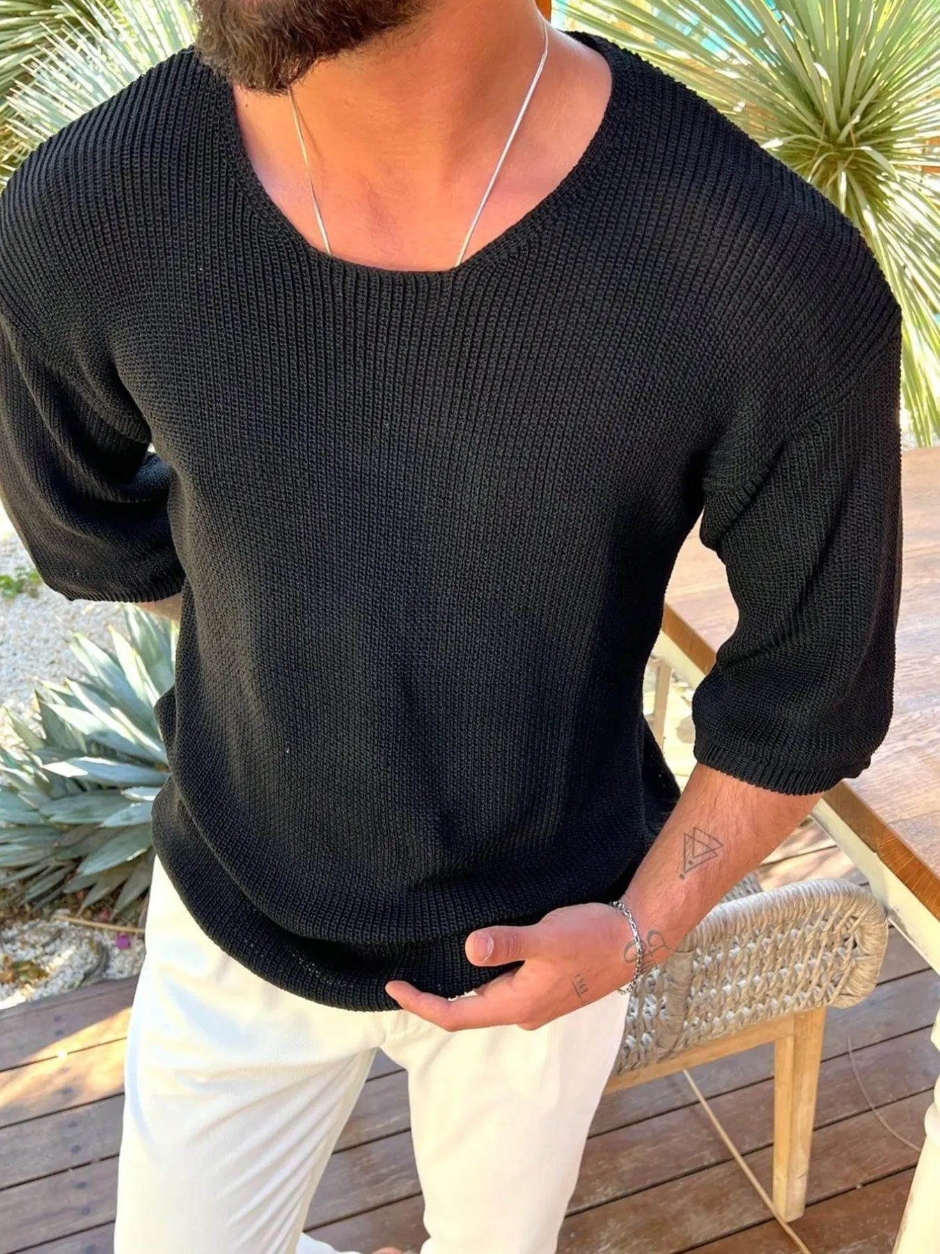 Men's Casual Plain Solid Color Short Sleeve Crewneck Knit Top, Comfortable, Breathable and Stylish, Perfect for Daily Wear, Spring and Summer Fashion, Knitwear