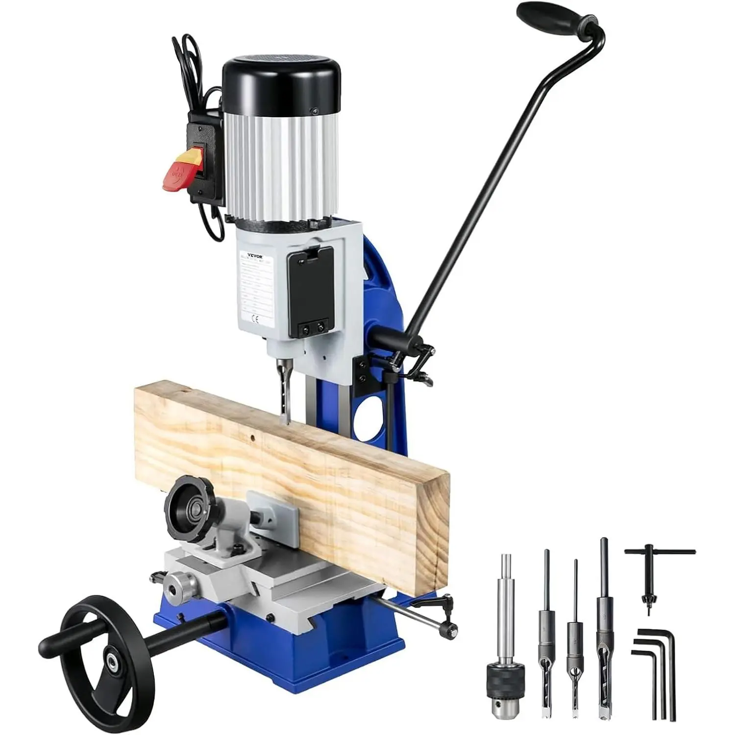 VEVOR Woodworking Mortise Machine, 1/2 HP 1700RPM Powermatic Mortiser, With Movable Work Bench Benchtop Mortising Machine, For Making Round Holes Square Holes Or Special Square Holes In Wood