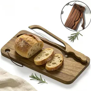 Bread Knife and Cutting Board Set--Serrated bread knife, equipped with a 2-in-1 bread slicer, magnetic portable tray, home kitchen tool, an excellent gift for baking enthusiasts