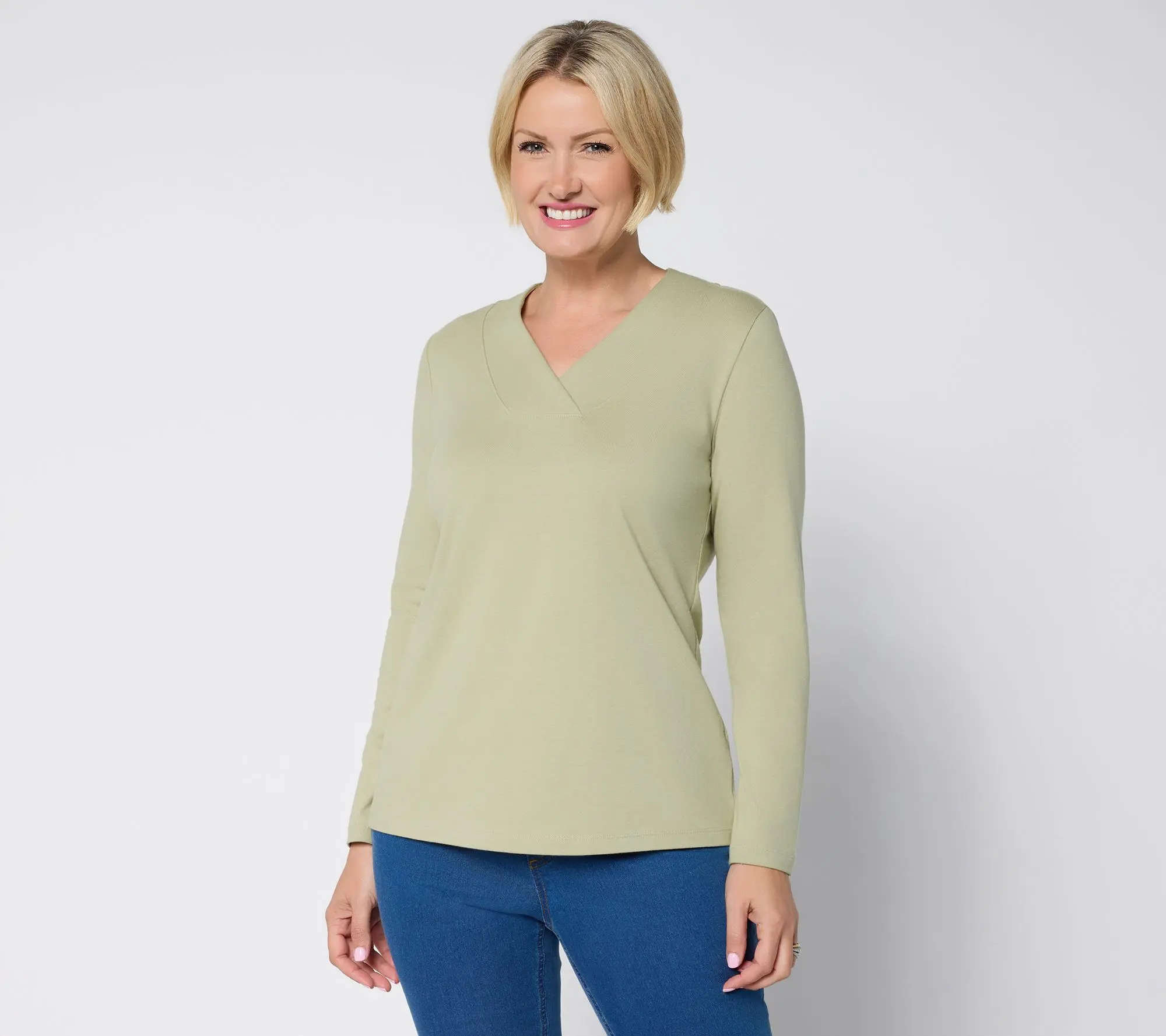 Denim & Co. Essentials Perfect Jersey Crossover V Top