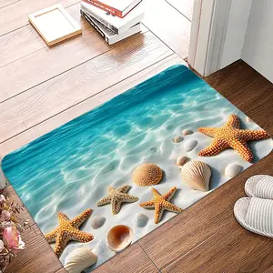 A Fresh Ocean Beach Starfish Shell Door Mat Indoor Door Mat Household Machine Indoor Decoration Carpet Home Decorative Rug