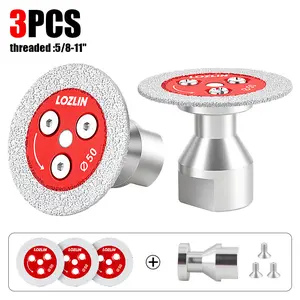 LOZLIN 3PCS 2" Diamond Saw Blades 5/8-11 Detachable Flange for Angle Grinders Cutting Engraving Stone Tile Metal Mini Grinding Discs  Durable Tools outdoorfun