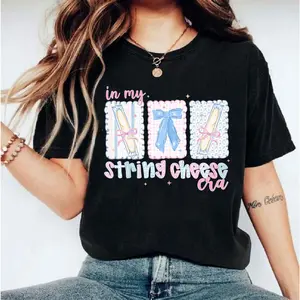 In My String Cheese Era Sweatshirt, Cute Coquette Aesthetic Graphic Pullover, Pastel Bow And Cheese Stick Crewneck, Trendy Girly Snack Lover Top, Cozy Unisex Gift, Unisex Sweater Pullover Tee