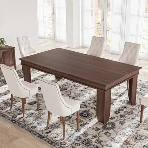 71" Long Farmhouse Dining Table Modern Farmhouse Rustic Oak Wood Rectanglular Dining Table for 6-8 People with Wooden Sturdy Frame，Brown