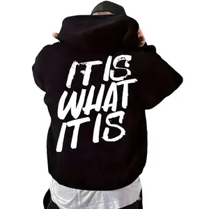 Men's "It Is What It Is" Graphic Hoodie - Soft Breathable Fabric Streetwear Trend for Fall Outfits Casual Clothes Fabric