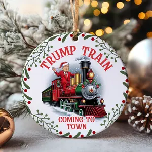Trump Train Coming To Town Christmas Ornament, 47th President Ornament, Trump Ornament Keepsake 2024 Ceramic Tree easter christmas tree