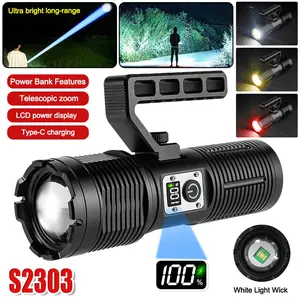 Flashlight, High Powered 25000 Lumens Super Bright Tactical Flashlight, USB Rechargeable Flashlight with COB Light, 11 Modes Zoomable Waterproof Flash Lights for Emergency, Outdoor, Home, Camping household essential