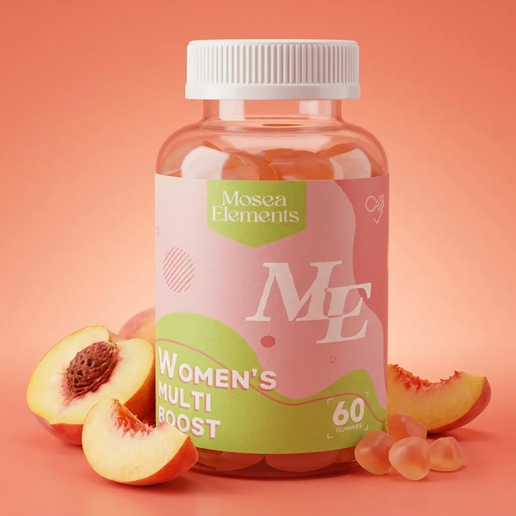 Mosea Elements Women's Multi Boost Gummies 60 Vegan Chewables Vitamins A C D E B12 Zinc Biotin for Energy Immunity Beauty Non-GMO Gluten-Free Fitness