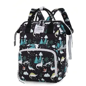 RsenFremior Multifunctional Baby Diaper Bags Backpack with Dinosaur Print, Large Capacity Classic Diaperbags for Boys&Girls, Durable Baby Travel Essential for Moms and Dads, Mother and Child Travel Goods Baby Stroller Bag