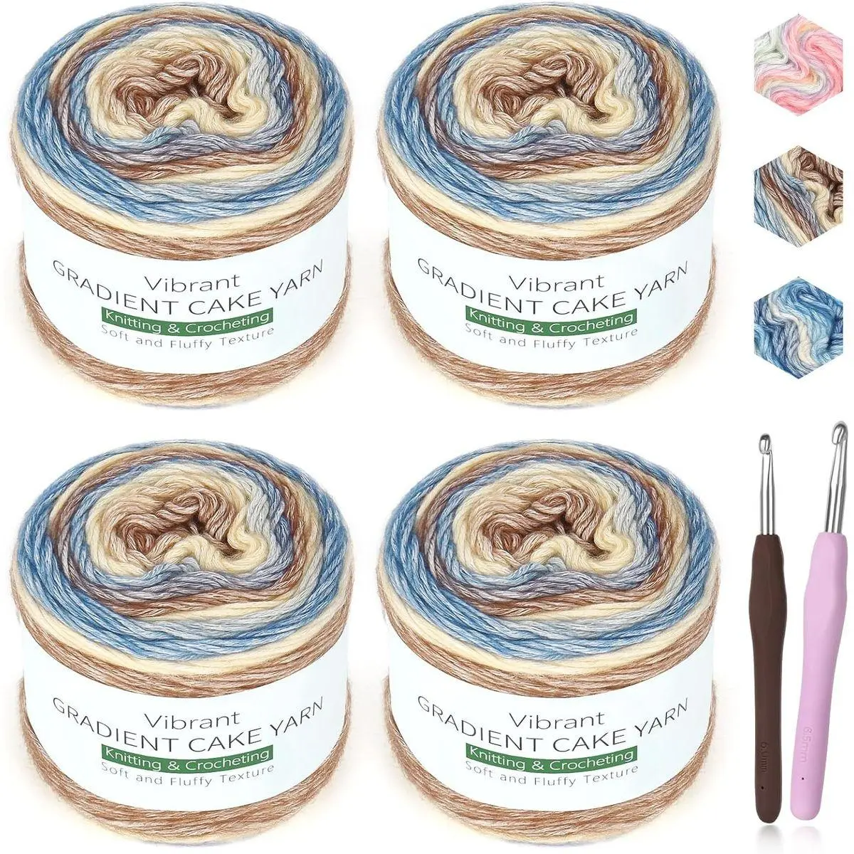 Fairyland Yarn for Crocheting Knitting-Gradient Yarn Cake-4 Pack of 100g/3.52 oz-Soft DK Light Weight #3-60% Cotton 30% Acrylic 10% Wool-Perfect for Scarves, Shawls, Blankets and Garments(A)