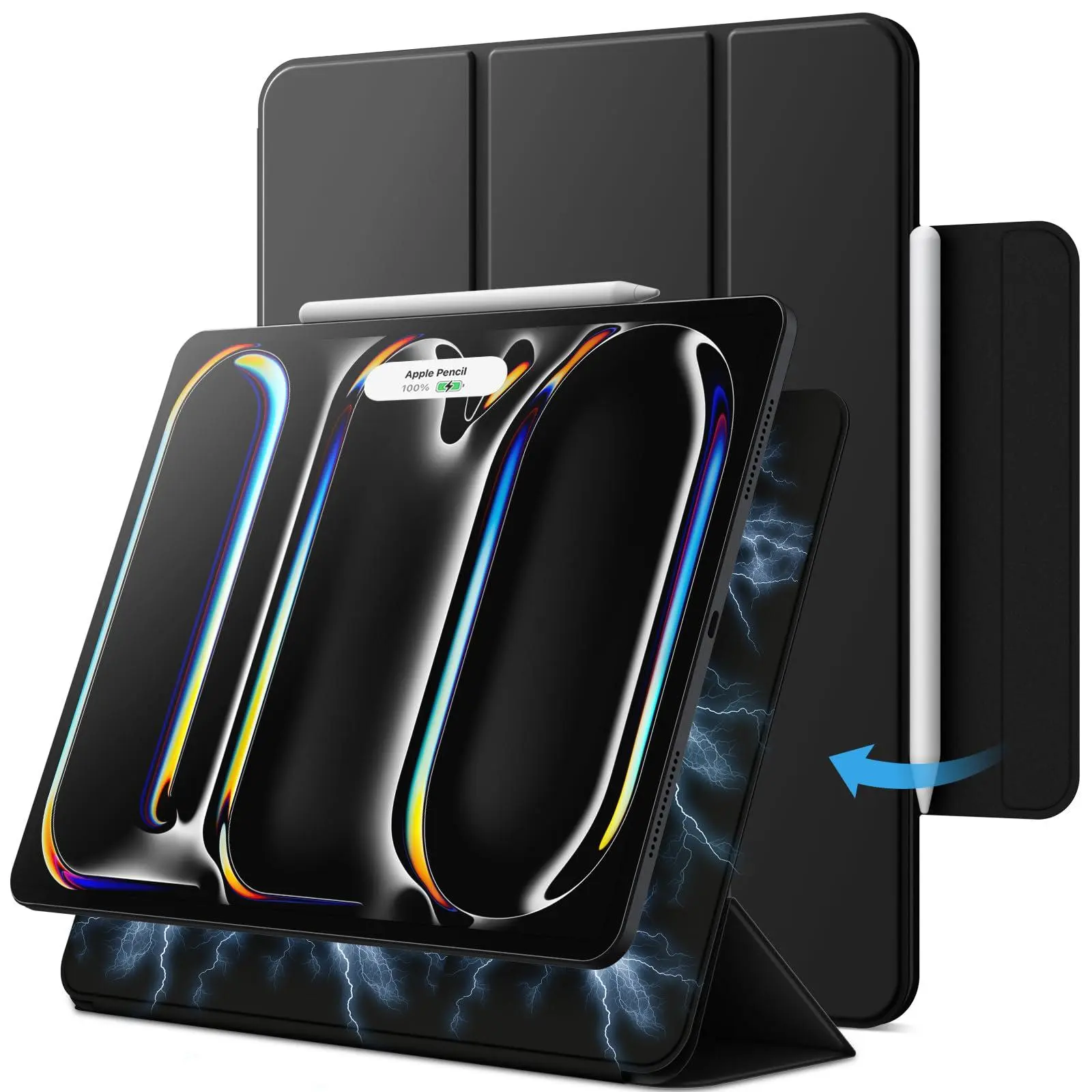 JETech Durable Leather Casing for iPad Pro 13-in M5/M4 (2025/2024) - Tablet Accessories with Powerful Magnet, Slim Trifold Stand, Auto Wake/Sleep, Pencil Pro & USB-C Pencil Support, Full Protection, Microfiber Inside