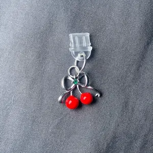 Cherry with Bow Dust Plug Charm for Phones/Electronics - Red and Green Color