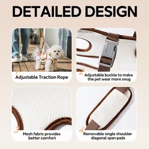 Portable Breathable Pet Carrier Backpack, Adjustable Safety Harness with Leash, Crossbody Bag, Car Friendly, Outdoor Travel Strap