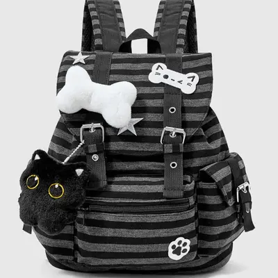 emo mini backpacks MILLEVIBE Japanese Backpack Pin Display Itabag with Insert, Kawaii Cat Bag for Girls Cosplay School Black : Clothing, Shoes & Jewelry Backpack is entirely decorated with faux leather string.Under the flap there is strong leather puller Cool Backpack For School High