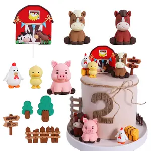 Farm Animal Cake Decorations, Cow Pig Yak Egg Cupcake Toppers, Baby Party Supplies, Kids Birthday Party Favors, 1 Year Old Celebration Ideas