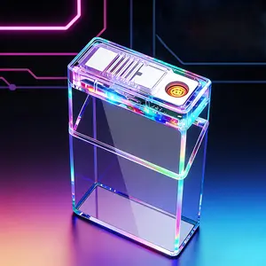 Transparent Box Lighter, Rechargeable Lighter, Flameless And Windproof Lighter, Compatible With Both Soft And Hard Cases