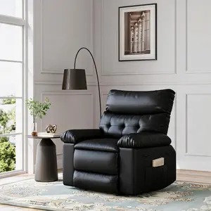 Oversized Wide Recliner Chair for Adults – PU Leather Manual Recliner with Heat & Massage, Extra Wide Comfort, 1.5X Thick Sponge Filling, For Living Room or Bedroom