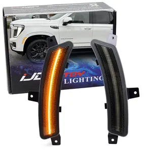 iJDMTOY Black-Out Smoked Lens 45-SMD Amber Full LED Front Side Marker Light Kit For 2025-up Cadillac Escalade, Chevy Suburban/Tahoe, GMC Yukon, Replace OEM Single-LED Amber Sidemarkers