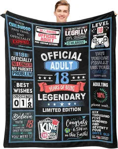 18th Birthday Gifts for Boy, 18 Year Old Boy Birthday Gifts, Gifts for Boy Turning 18, 18 Birthday Gift Ideas Throw Blanket 60 x 50 Inch, Gifts for 18 Year Old Male, 18 Birthday Decorations for Mena