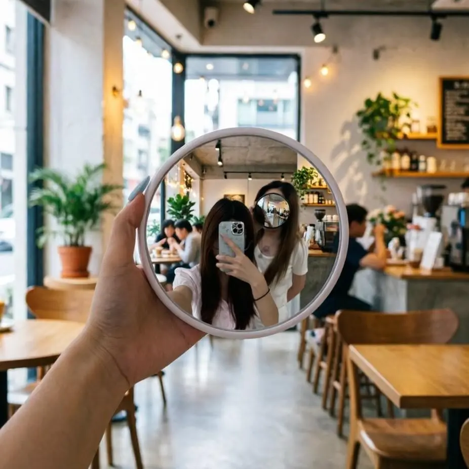 📸 The Ultimate "Fisheye" Selfie Spot! Black Art Decor Round Convex Mirror | Wide Angle Wall Mounted Home Decor Mirror for Living Room, Trendy Industrial Aesthetic Prop, Decorative Mirror