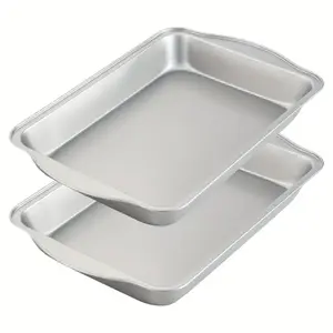 spmarkt 13"x9" Dual-Pack Baking Pans - Space-Saving Non-Toxic Trays, Heavy-Duty Build for Toaster Oven & Standard Oven, Easy Clean Bakeware Ovenware