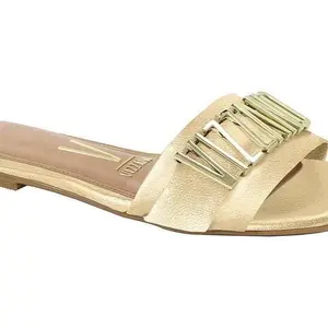 Vizzano Slides - Gold Color Sandals with Buckle Design for Girls, Comfortable and Stylish Shoe