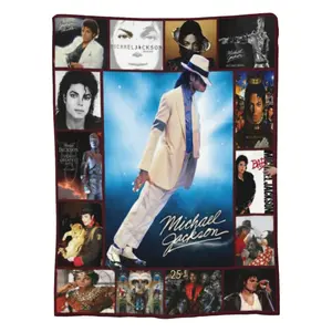 Michael Jackson Career Collage Quilted Throw Blankets - King of Pop Fleece Blanket with Moonwalk Pose, Album Covers, Iconic Moments, Soft & Cozy, Ideal Gift for Fans & Collectors (Birthday, Christmas)
