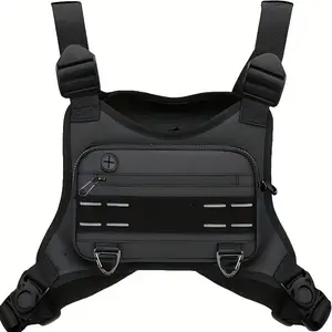 Men's and women's sports chest bags| Lightweight nylon front bag| Built-in phone holder with additional storage space| Fixed shoulder straps, suitable for running, cycling, hiking, and workouts