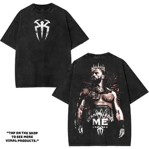 Retro Vintage Limited Edition Roman Reigns Acknowledge Me - WWE4U Wash Tee Clothes Cotton Menswear Oversized T-Shirt Top Soft Tshirt Streetwear