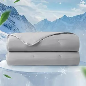 Cooling Comforter with  Tencel(TM) Lyocell, Cooling Blanket for Hot Sleepers, Night Sweats & Light Sleepers, Soft & Breathable Lightweight Summer Blanket, Q-Max 0.45, , Grey