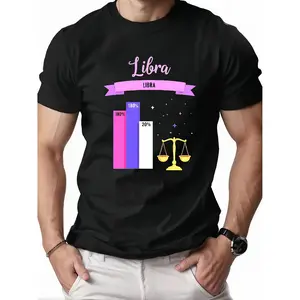 Father'S Day Black Crew Neck T-Shirts Libra 180% 20% Scale Zodiac Starry Night Design 2026 New Model Gifts for Your Loved One