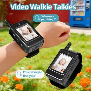 Kids video walkie talkies Set (2-Piece), Rechargeable Long-Range Two-Way Radio Toys, Suitable for Boys and Girls Ages 3-12, Outdoor Adventures, Camping, Hiking, Birthday Gifts, Black