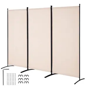 【DealsForYouDays】VEVOR Room Divider,  , 3 Panel Room Divider, Folding Privacy Screen and Portable Partition Divider for Room Separation, Freestanding Room Partitions for Office, Bedroom, Study, Beige