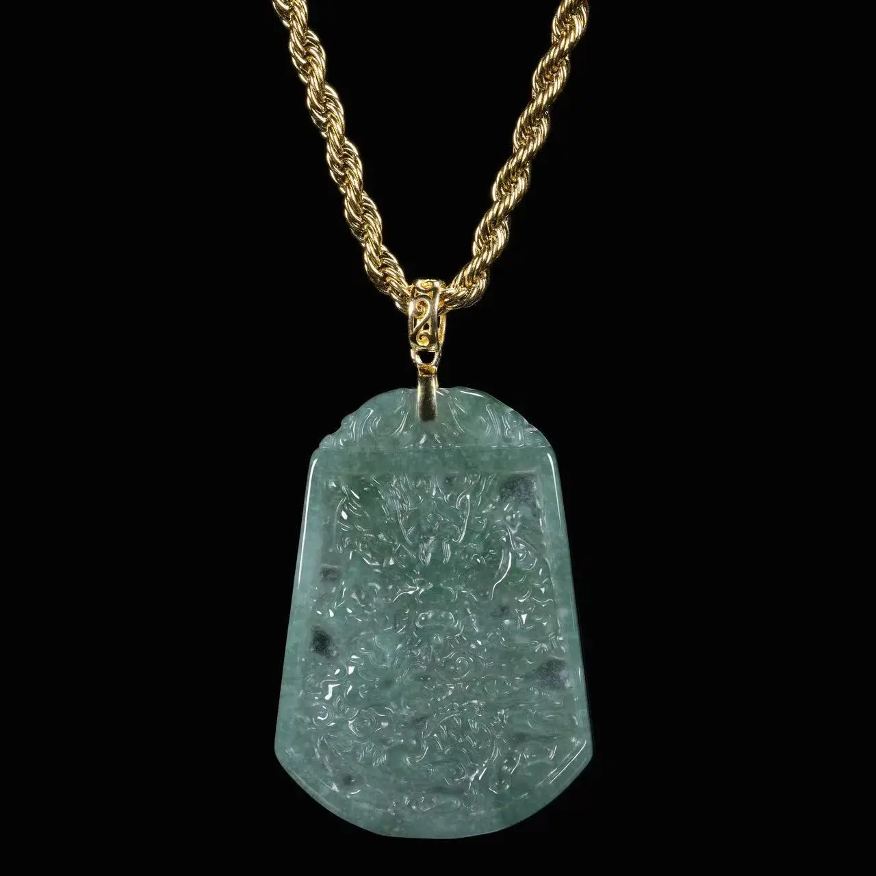 Green Jade Dragon Pendant | Hand-Carved Green Jade Pendant Green Jade Dragon Pendant | Hand-Carved Green Jade Pendant
