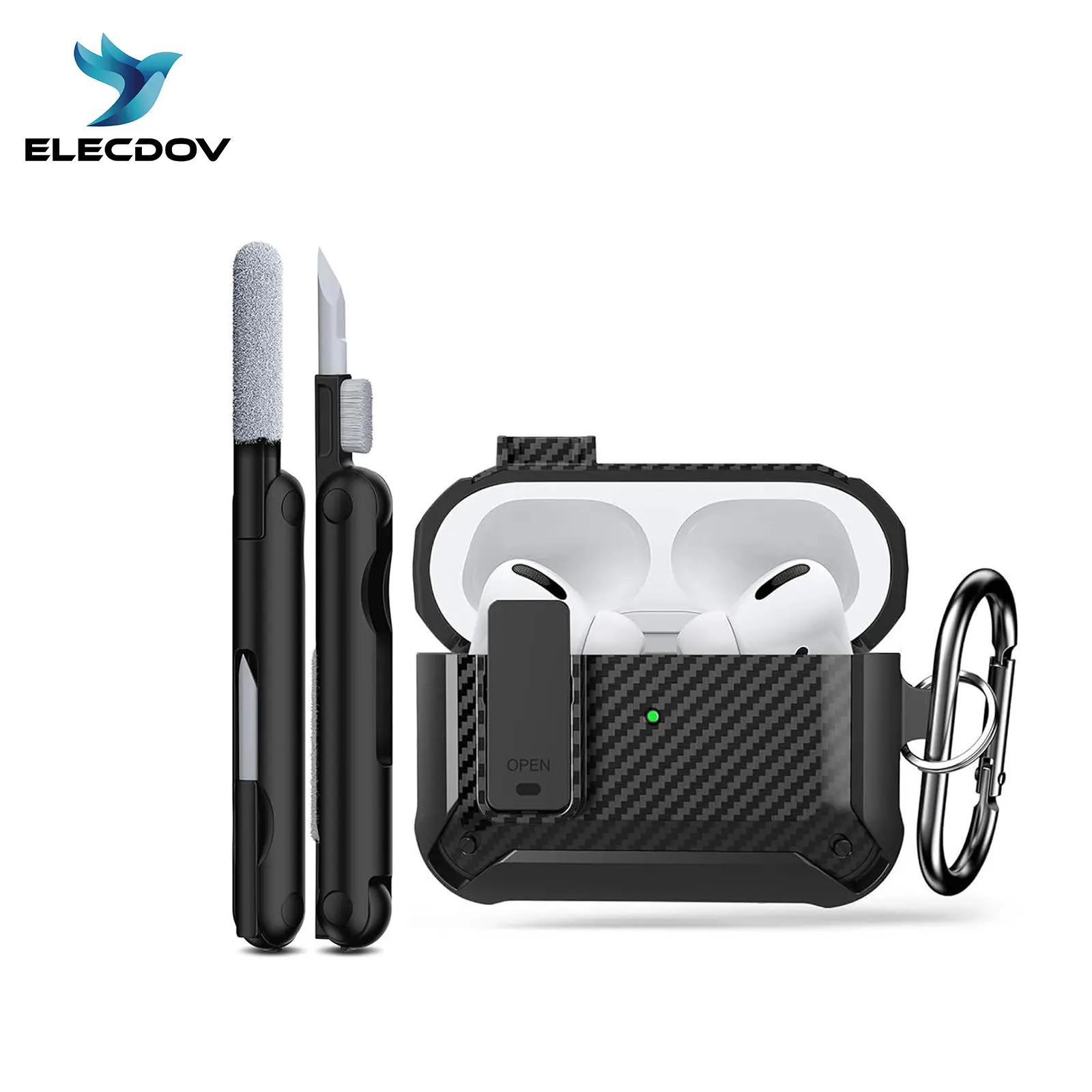 Airpod Pro Case Cover with Cleaner Kit, Compatible with Airpods Pro 2nd Generation Case/1st Generation (2023/2022/2019), Shockproof Lock Cover with Keychain for Men Women tiktokshopcreatorpicks, headphones bluetooth, earbuds wireless -ELECDOV APL4 summerv